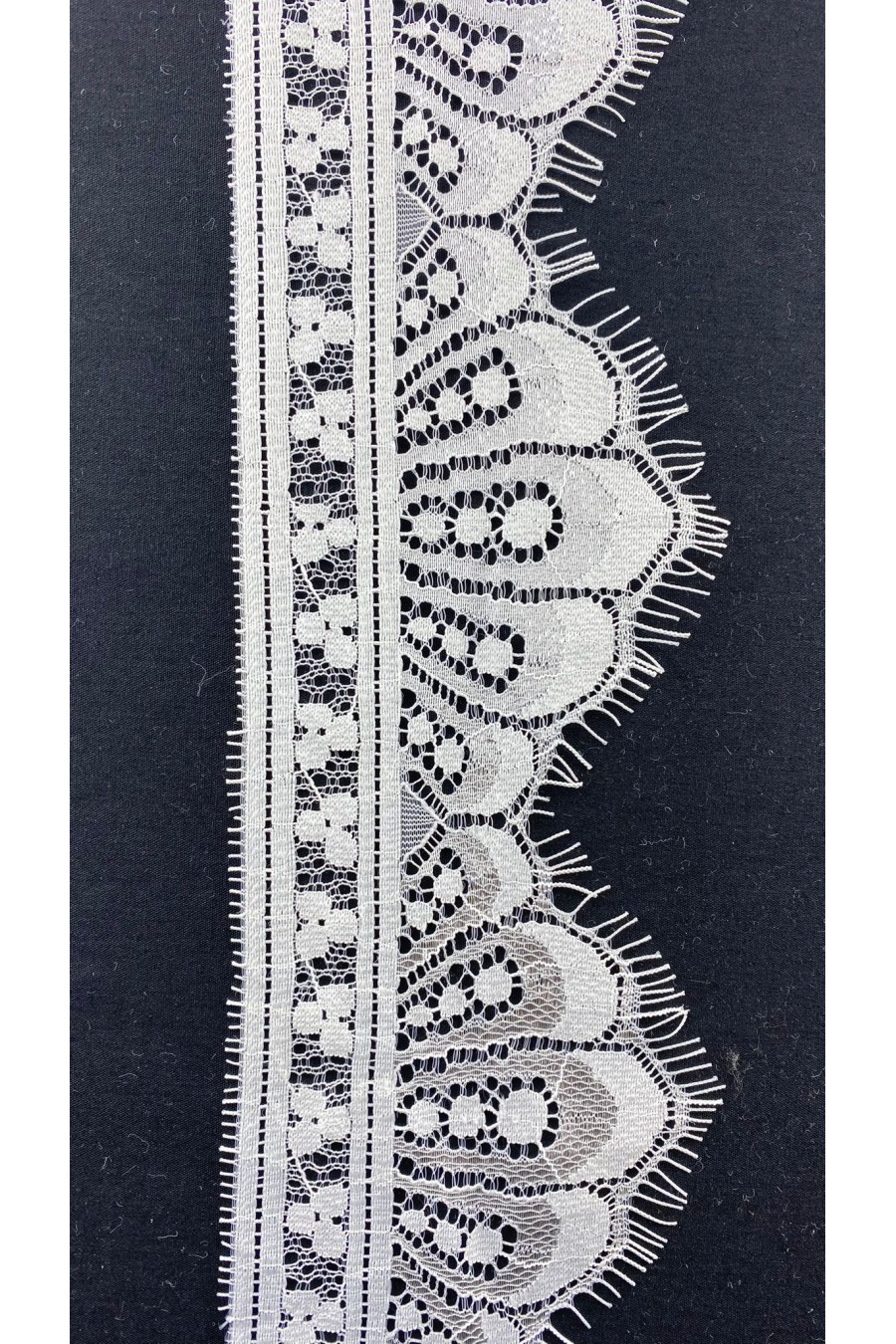 Off White Sakallı Naylon Dantel Bant