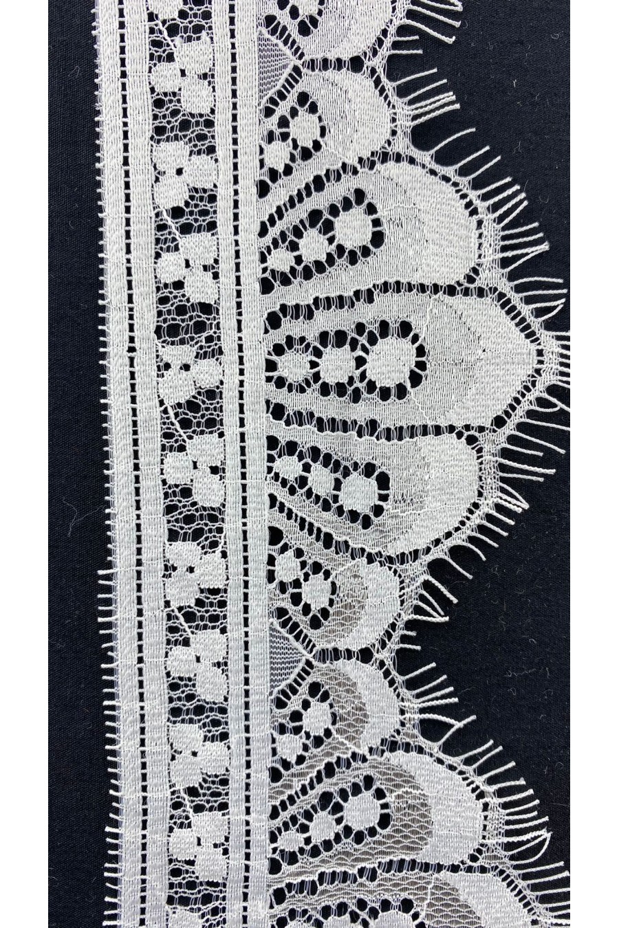 Off White Sakallı Naylon Dantel Bant