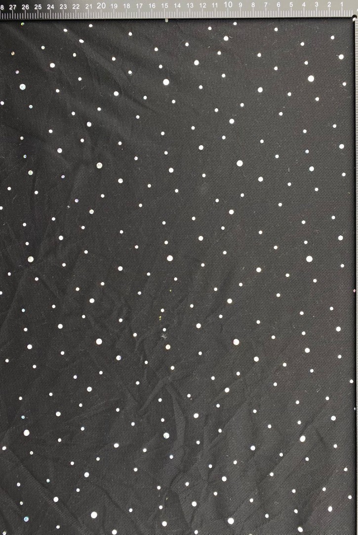 Siyah Hologramlı Naylon Tül Kumaş, 140 cm