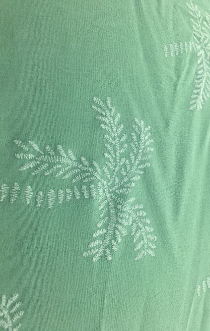 Mint-Krem Baskılı Aerobin Viskon Naylon Kumaş - 150 cm