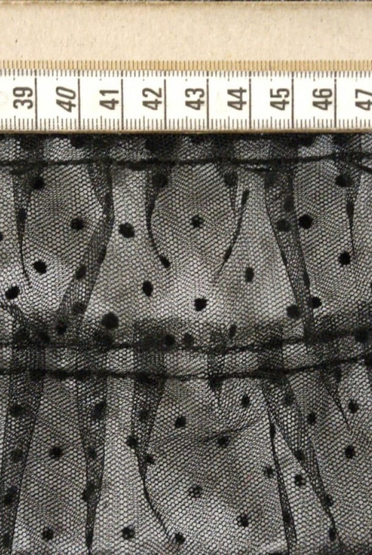 Siyah Fırfırlı Tül Üzeri Naylon İthal Dantel - 100 cm