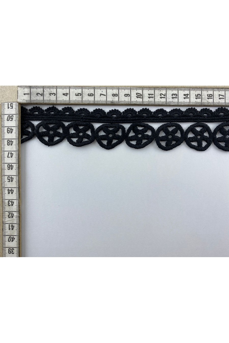 Siyah Renk 3,5 cm Mat Polyester İthal Güpür Bant