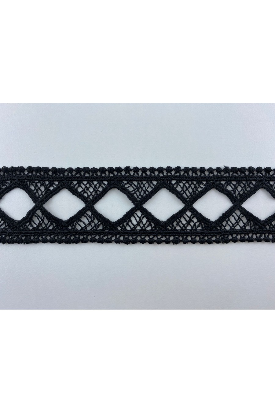 6048-METRE Siyah Güpür Polyester Brode Bant, 4 cm