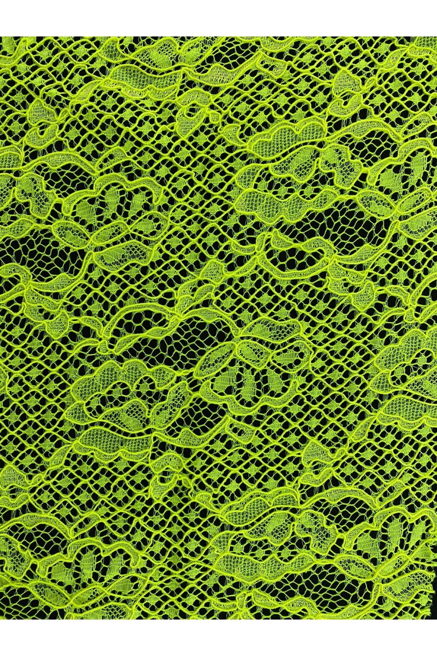 Neon Sarı Kordlu Naylon Dantel, Yerli Polyester