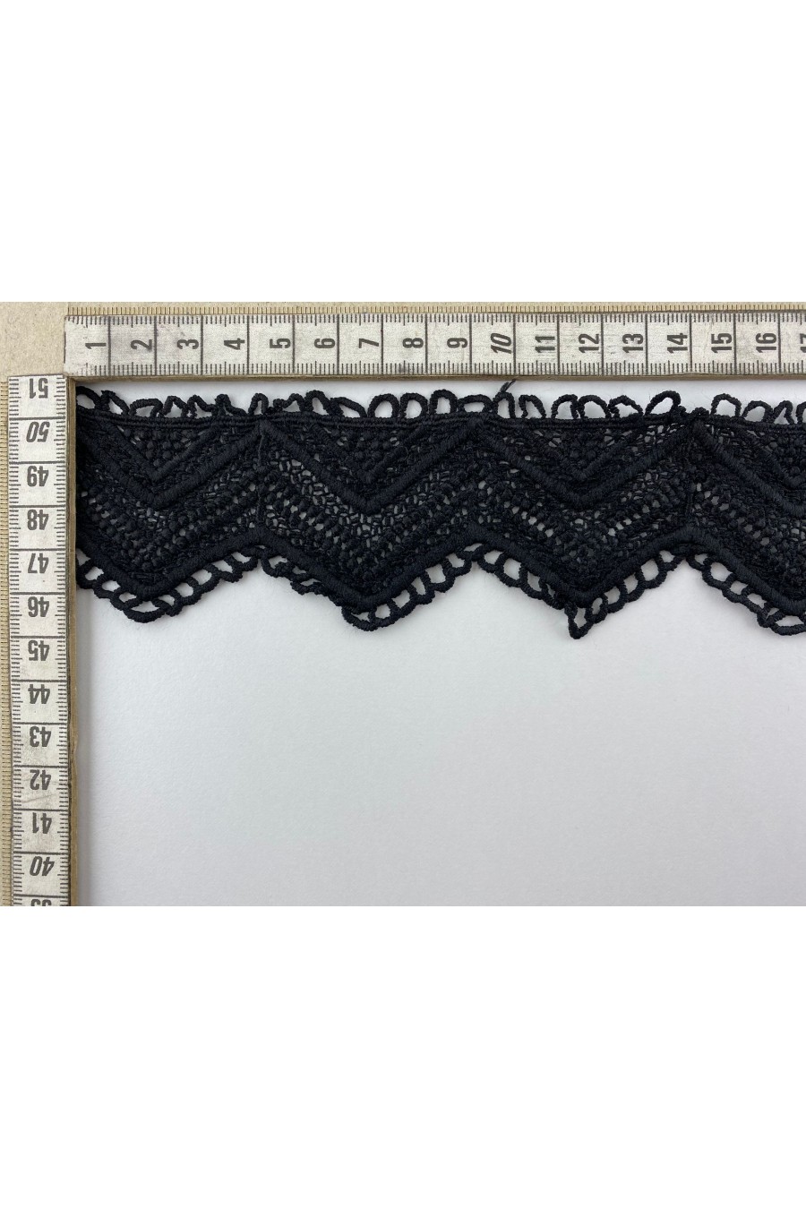 5,5 cm Siyah Mat Polyester Güpür Brode Bant