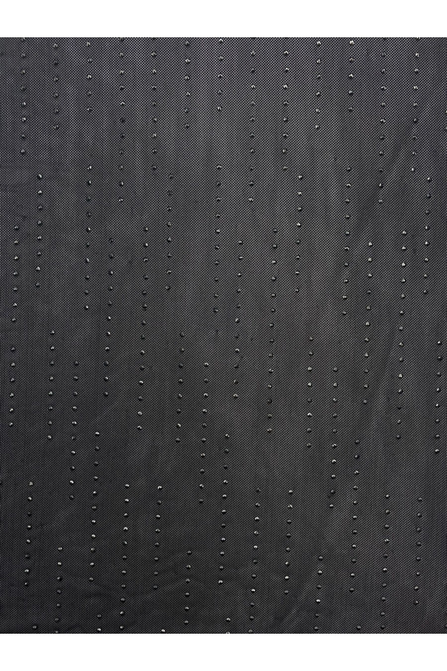 21764 DANTEL/YERLİ/TÜL ÜZERİ/LEZ/POLYESTER ELASTAN/TAŞLI/SİYAH/144 CM