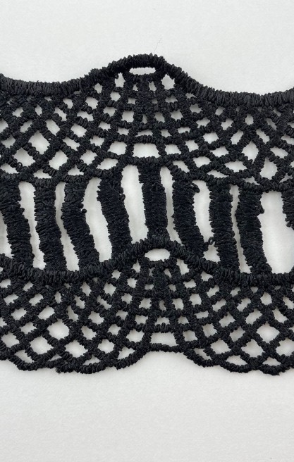 Siyah 8 cm Mat Polyester Güpür Brode Bant