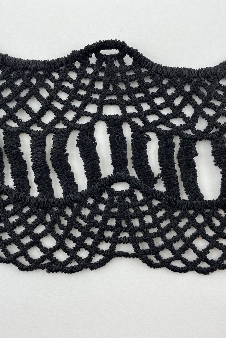 Siyah 8 cm Mat Polyester Güpür Brode Bant