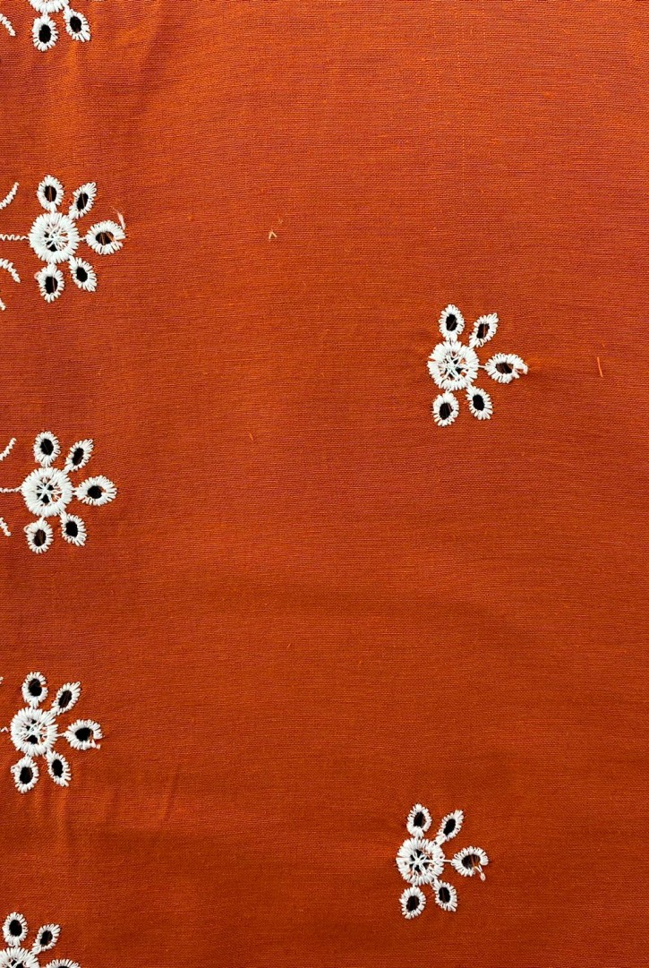 Turuncu Bohrer Detaylı Terikoton Kumaş, 135 cm