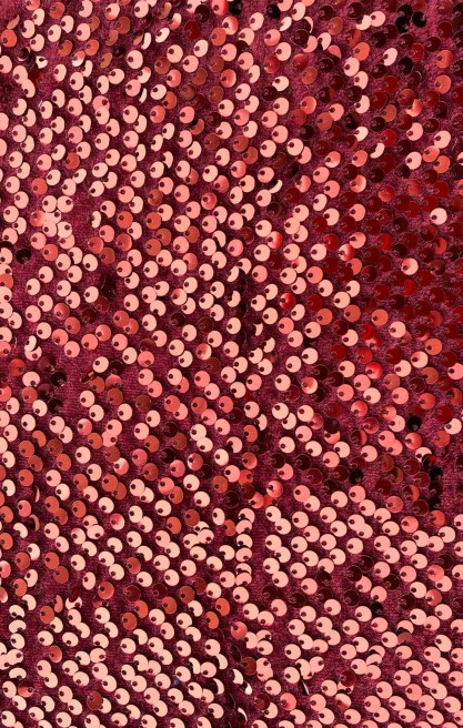 Kırmızı Pullu Polyester Kumaş, 130 cm