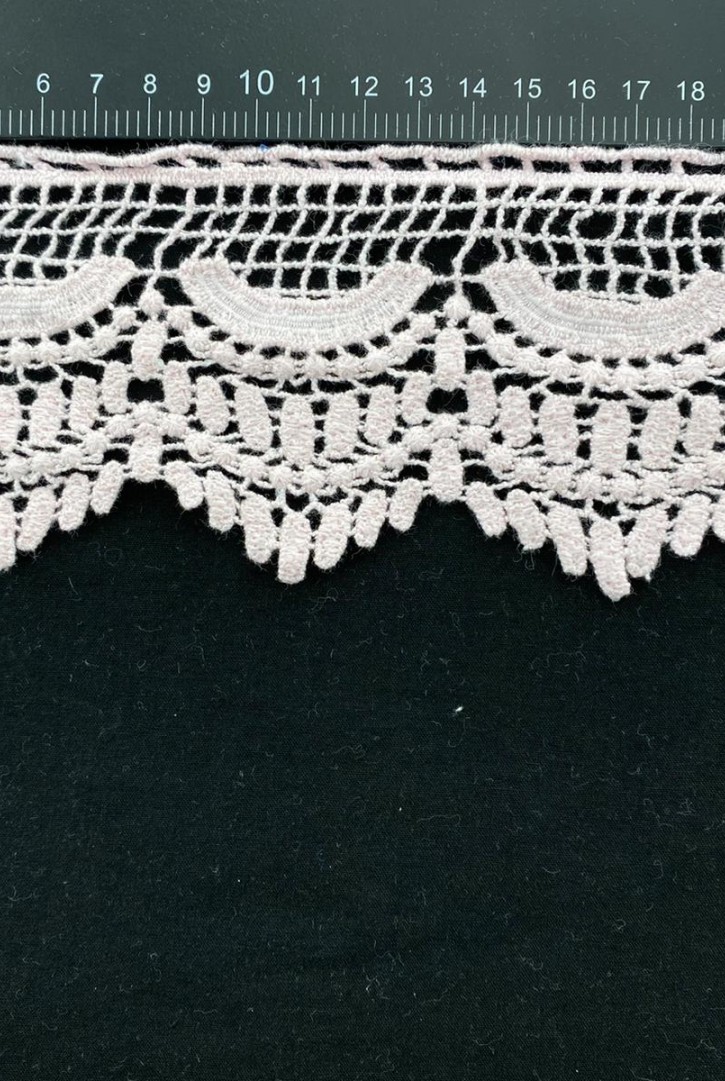 Pembe Renk Mat Ham Güpür Brode Bant