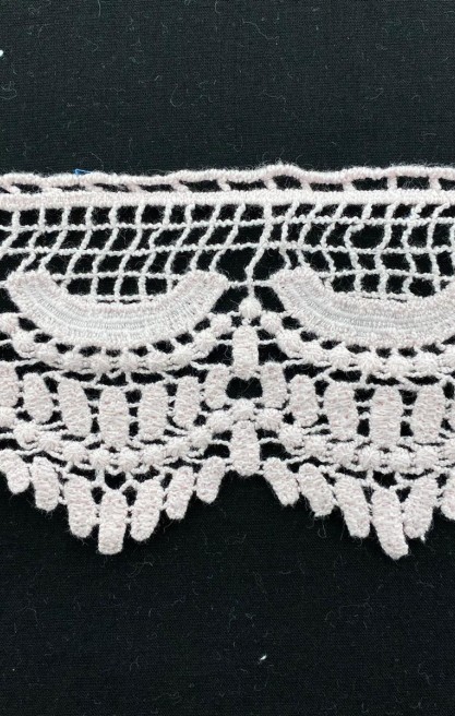 Pembe Renk Mat Ham Güpür Brode Bant