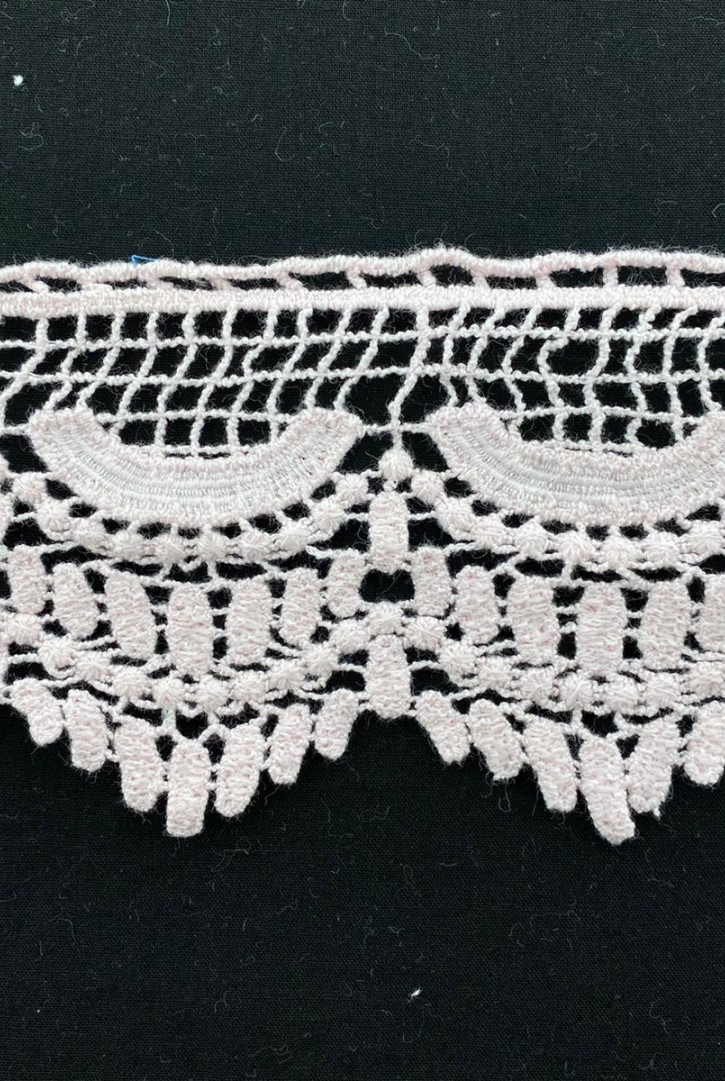 Pembe Renk Mat Ham Güpür Brode Bant