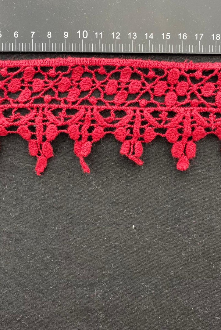 Kırmızı 7 cm Mat Polyester Güpür Brode Bant