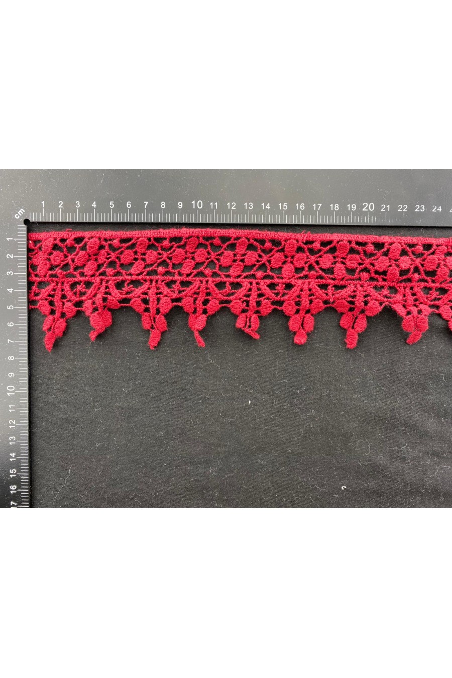 Kırmızı 7 cm Mat Polyester Güpür Brode Bant