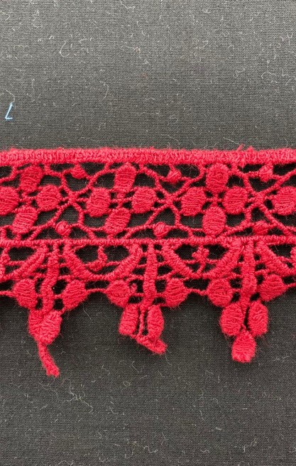 Kırmızı 7 cm Mat Polyester Güpür Brode Bant