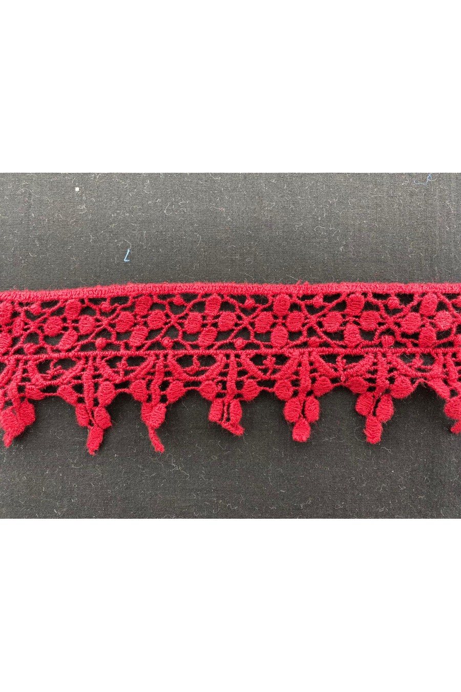 Kırmızı 7 cm Mat Polyester Güpür Brode Bant