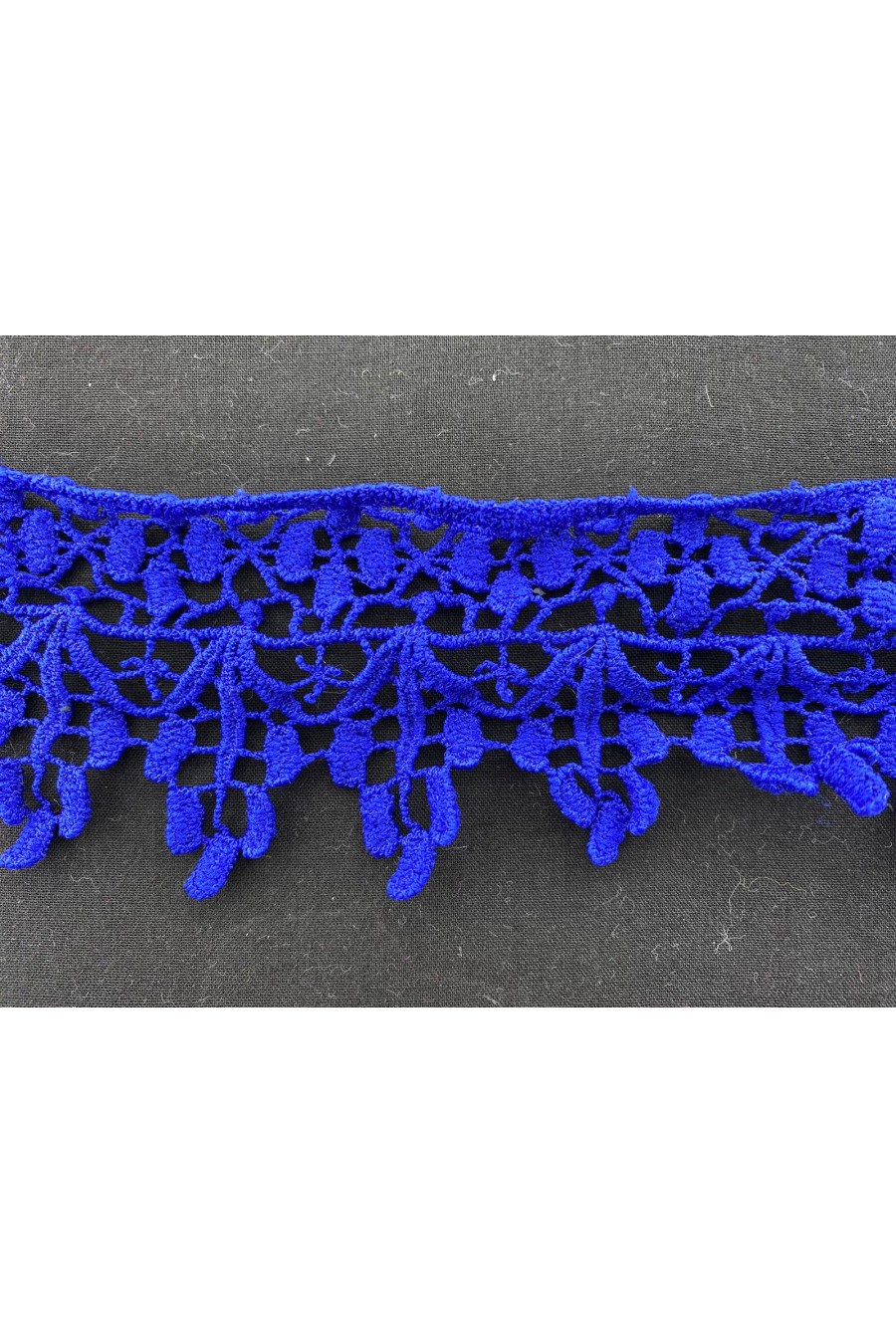 Sax Mavi Renk Mat Polyester Güpür Brode Bant, 7 cm