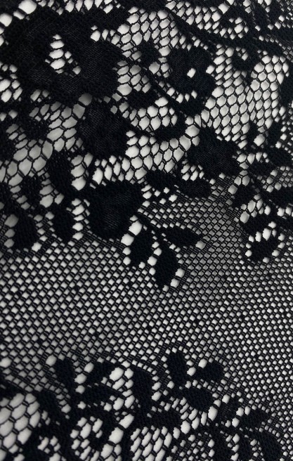 Siyah Likrasız Polyester Dantel