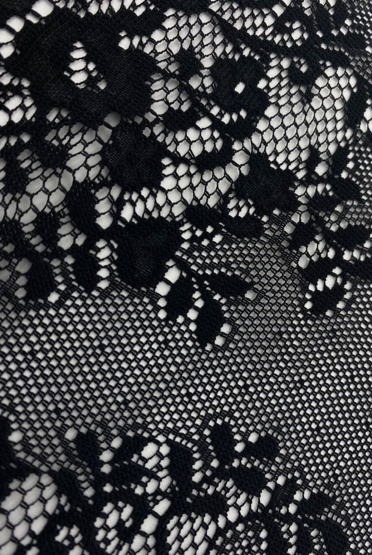 Siyah Likrasız Polyester Dantel