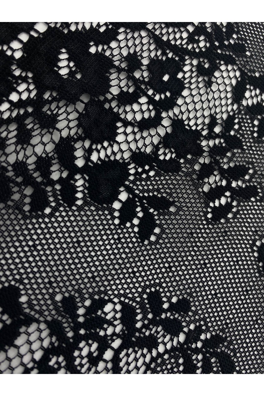 Siyah Likrasız Polyester Dantel