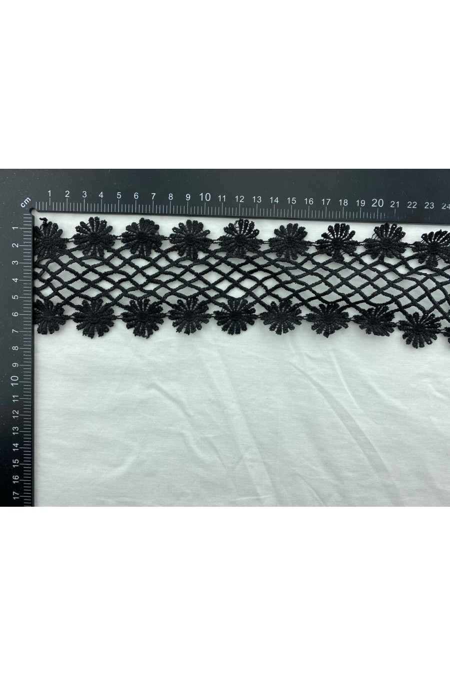 6956-METRE 7 cm Siyah Parlak Polyester Güpür Brode Bant