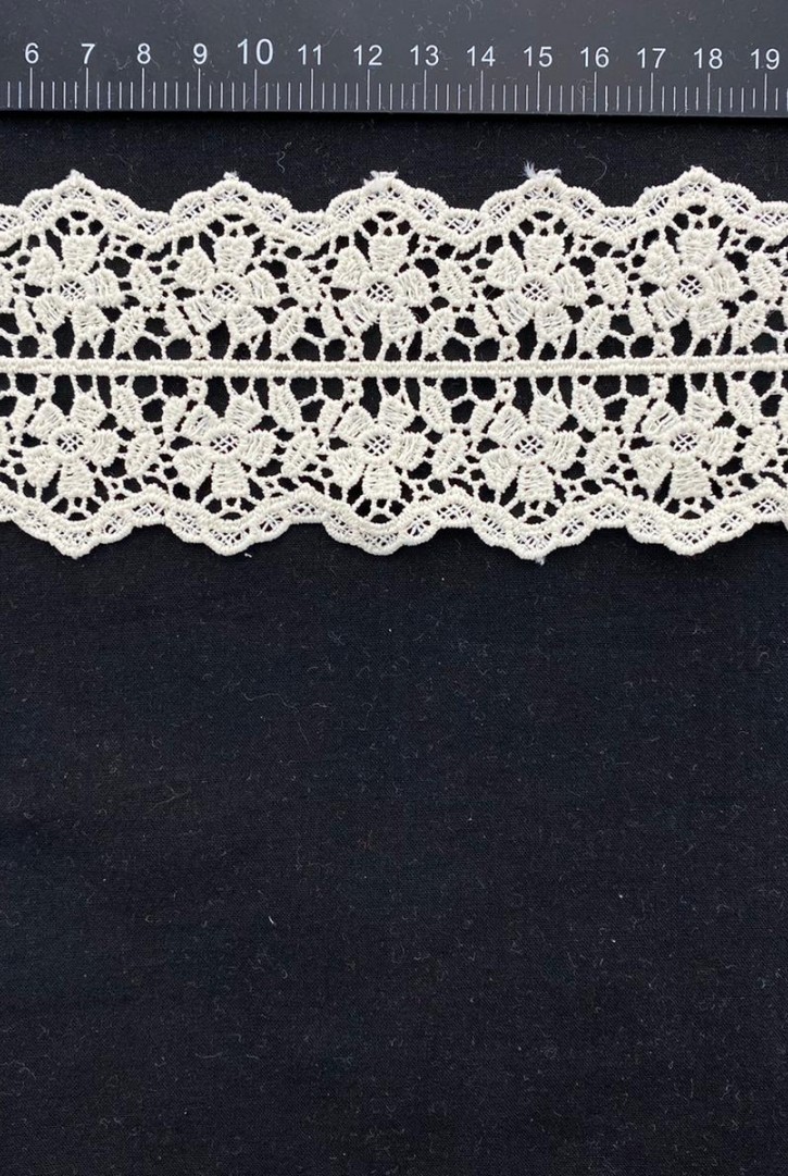 Bej Mat Polyester Brode Bant - 6,5 cm