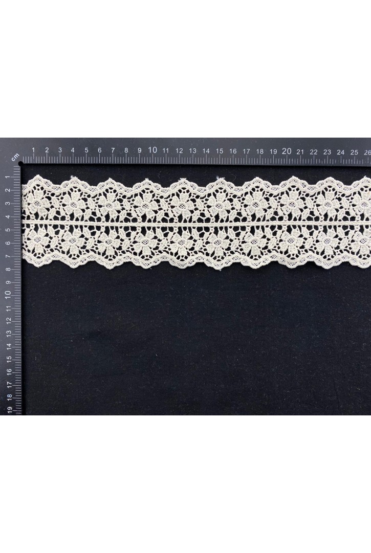 Bej Mat Polyester Brode Bant - 6,5 cm