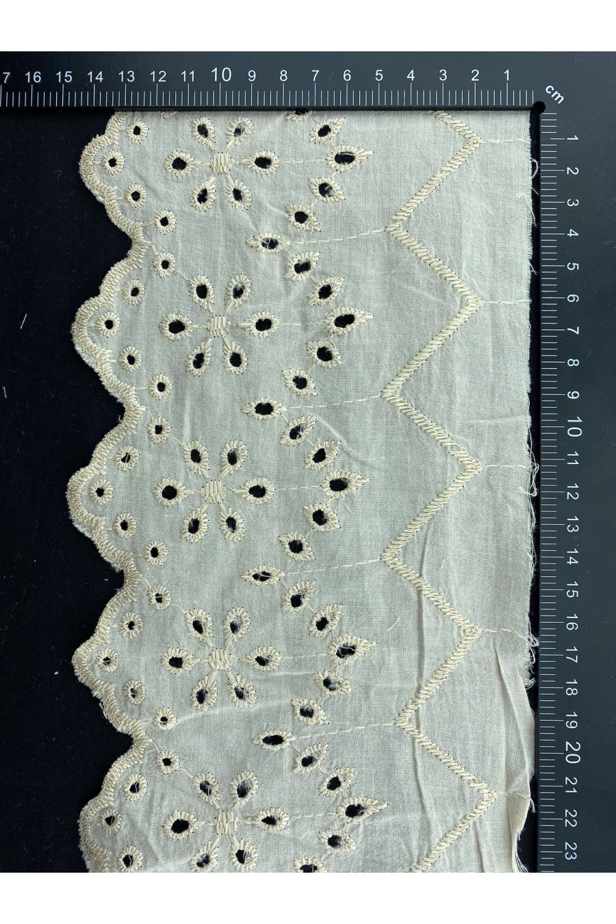 9887-METRE Bej Pamuk Polyester Vual Brode Bant, 32 cm