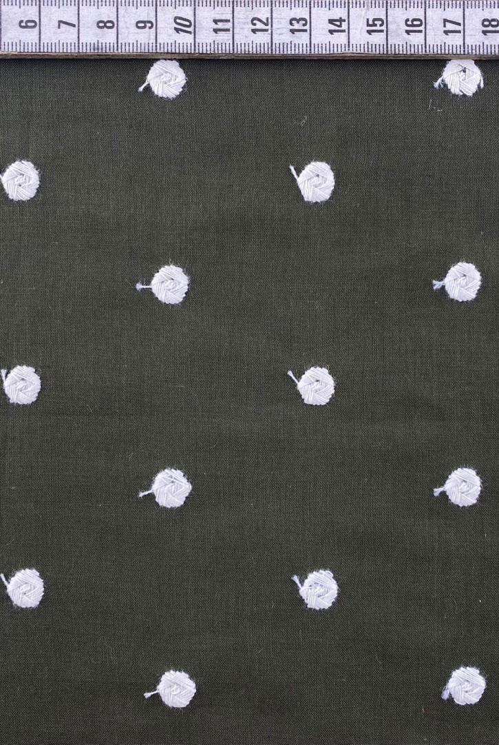 Haki Pamuk Puanlı Vual Brode Kumaş