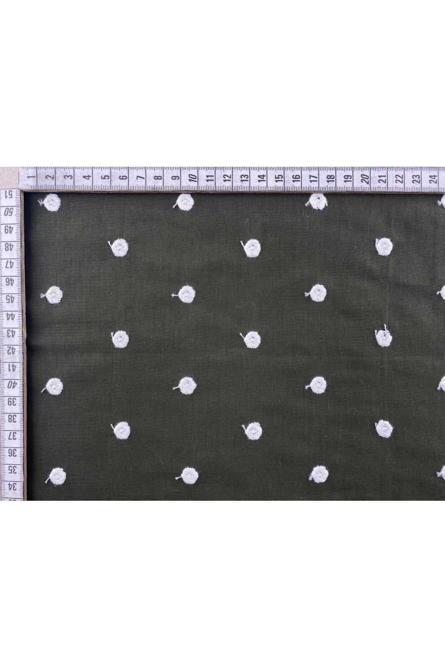 Haki Pamuk Puanlı Vual Brode Kumaş