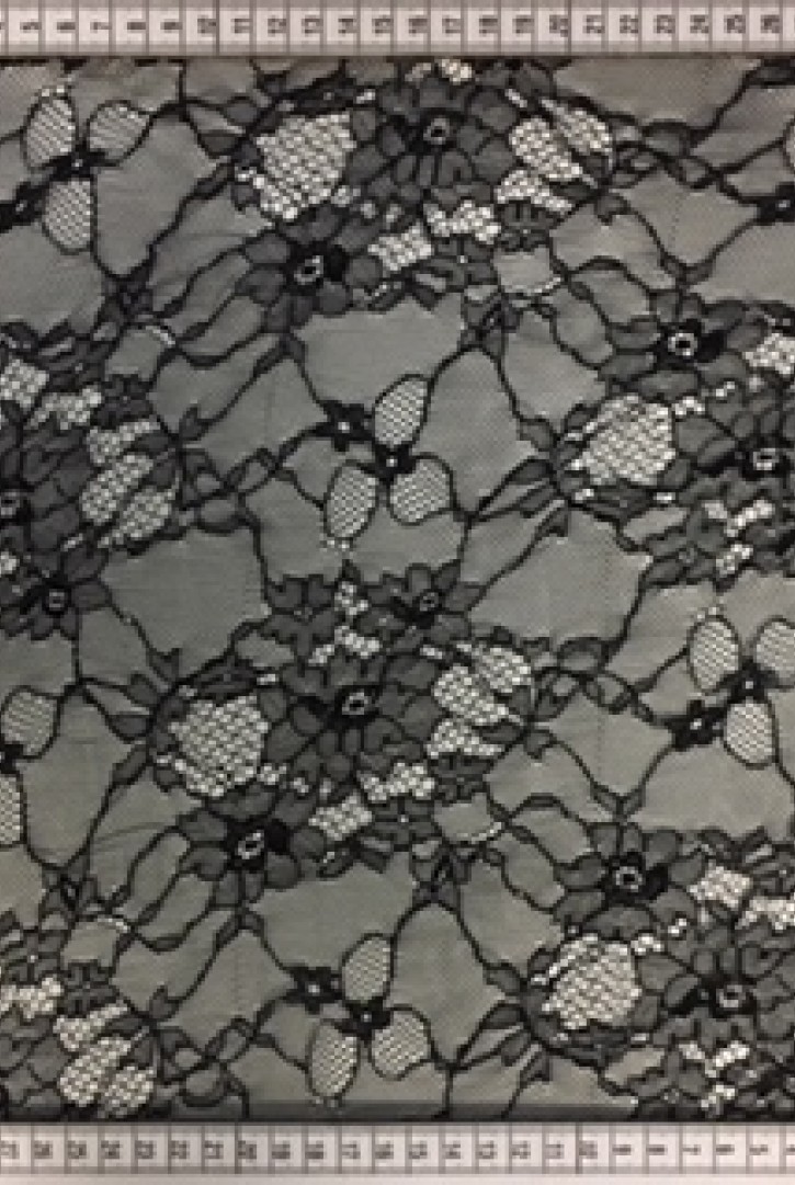 Koyu Lacivert Naylon Dantel Kumaş