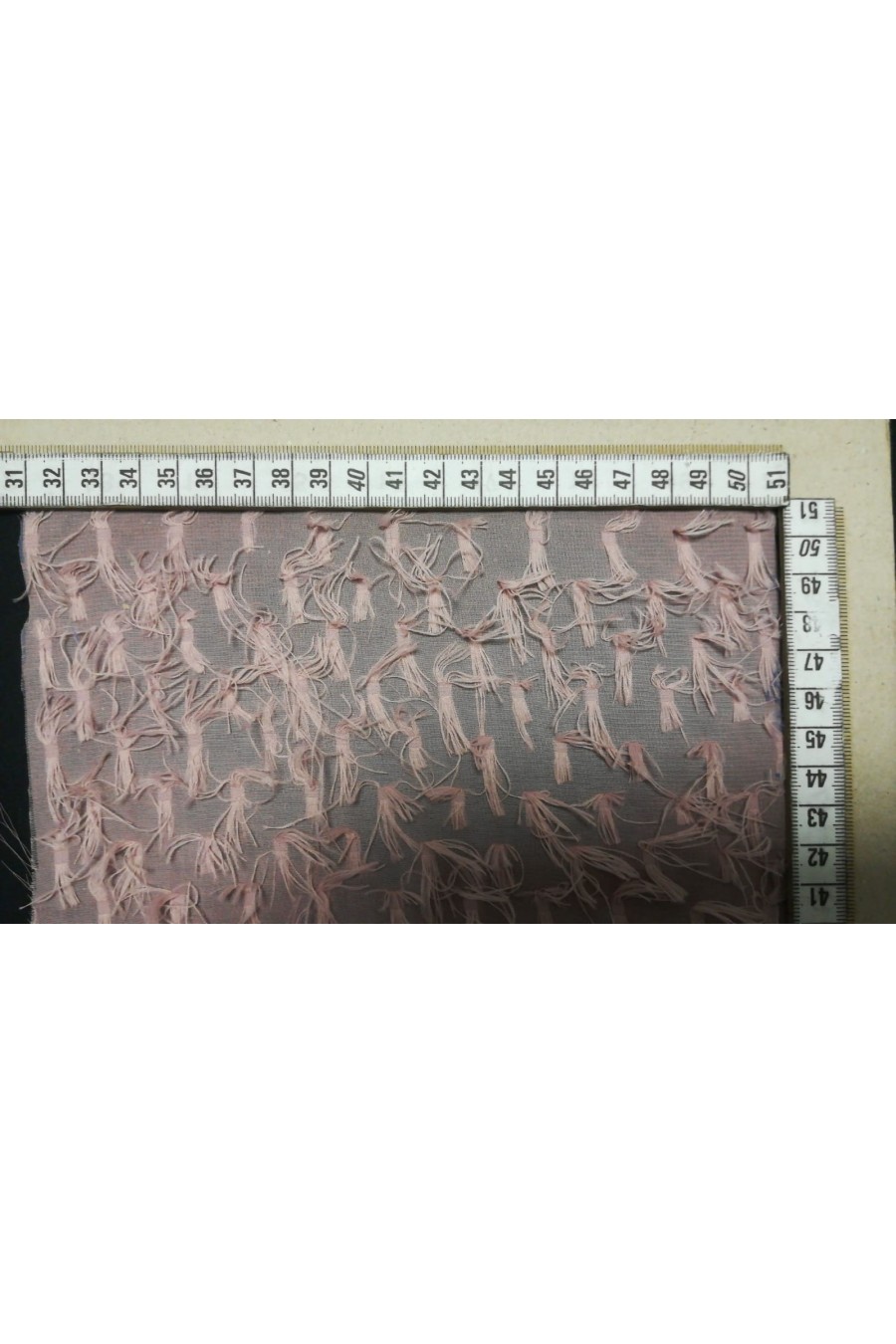10633-METRE Pudra Puantiyeli Saçaklı Şifon