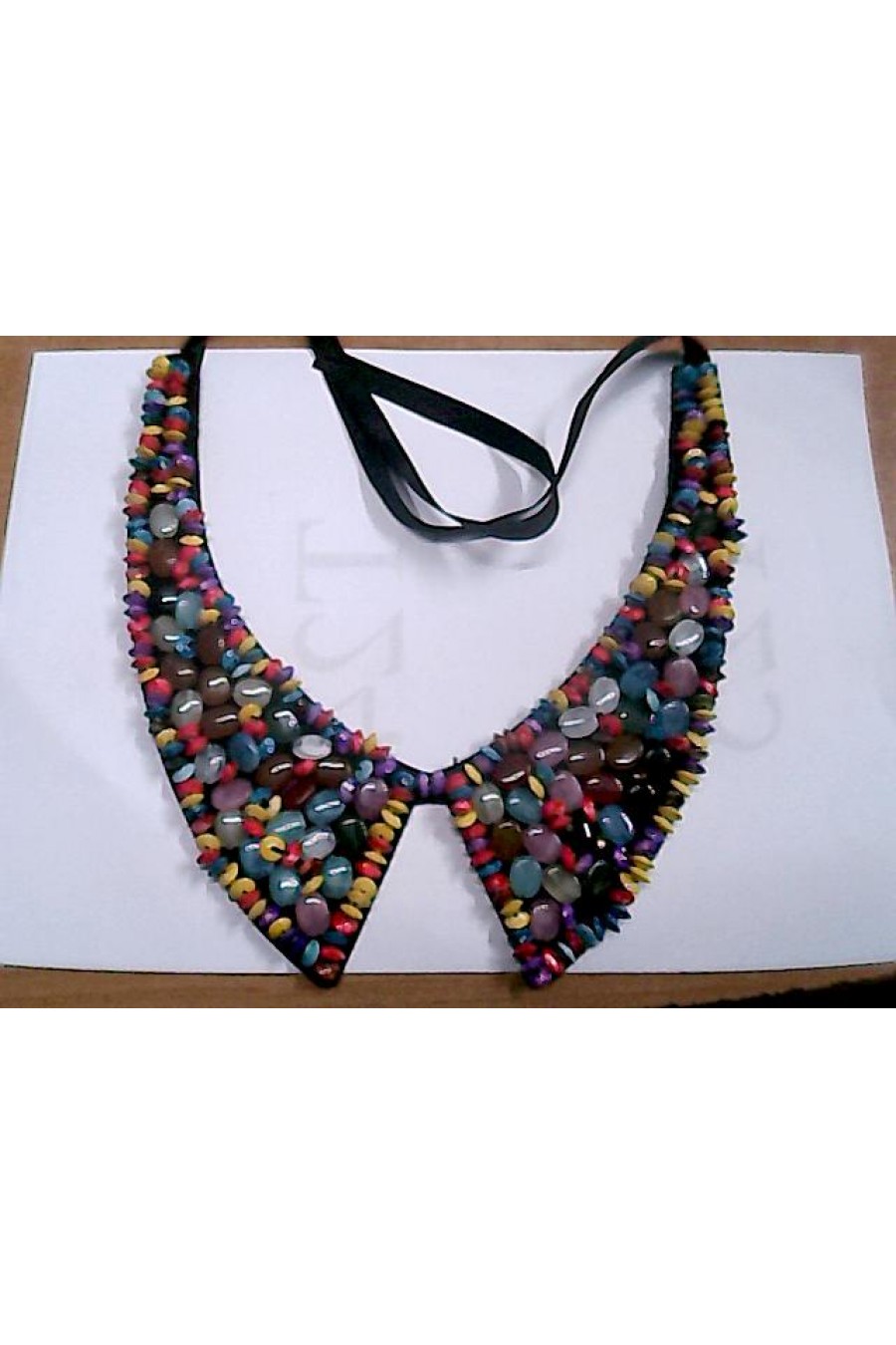 2543-ADET Renkli Boncuklu İthal Yaka - Polyester (2543)