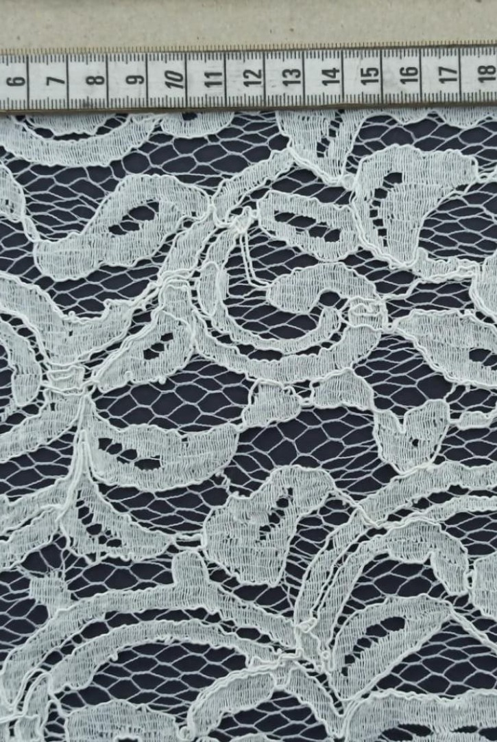 Ham Renk Parça Ürün  Kordlu Pamuk Polyester Naylon Dantel, İthal