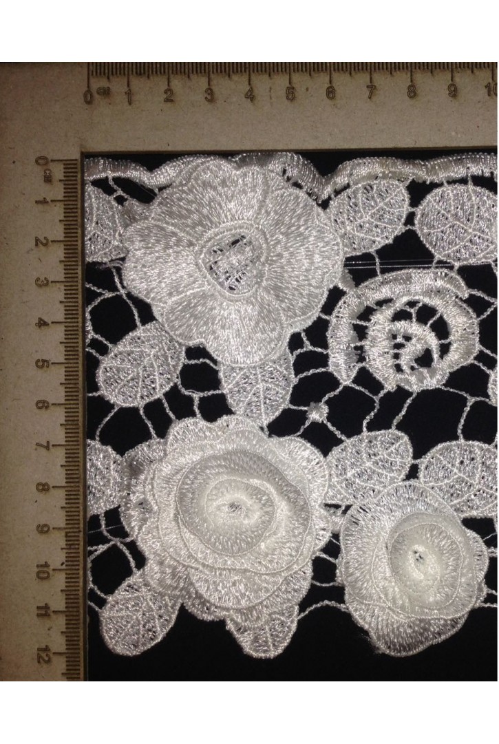 3 Boyutlu Ekru İncili Parlak Polyester Güpür Bant, 8 mm+6 mm