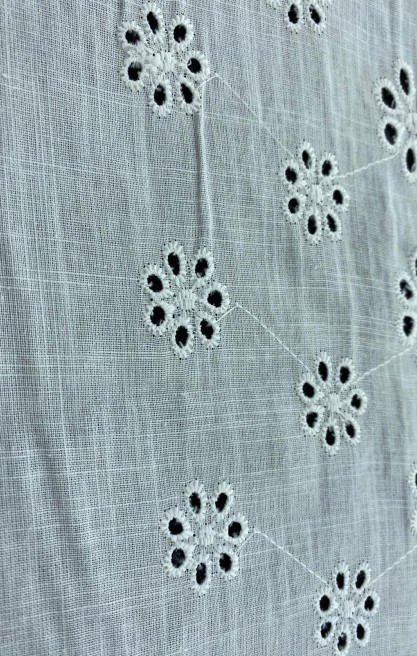 Flamlı Ekru Keten Brode