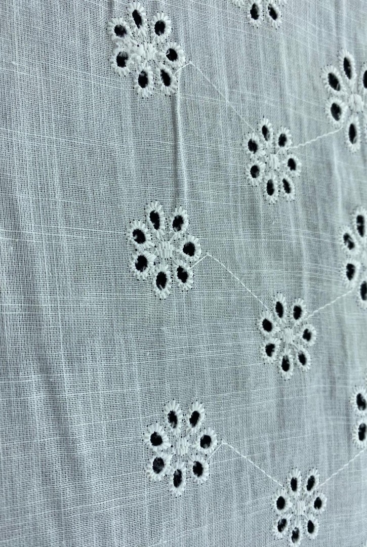 Flamlı Ekru Keten Brode