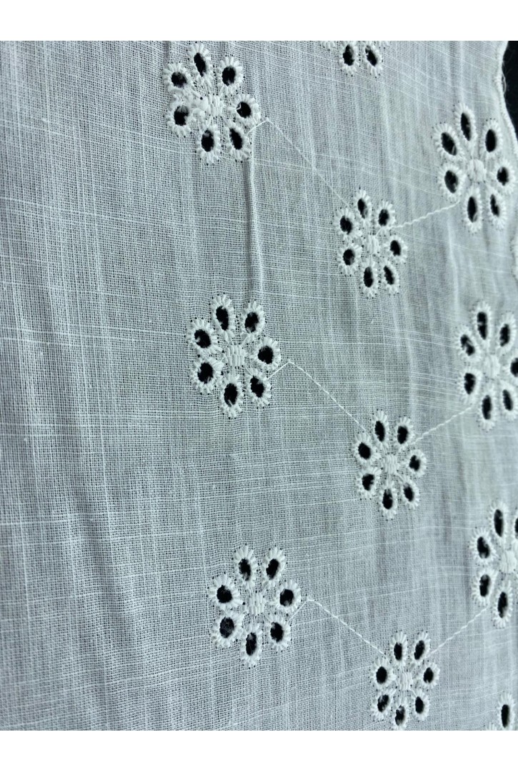 Flamlı Ekru Keten Brode