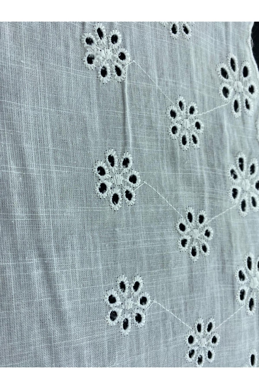 Flamlı Ekru Keten Brode