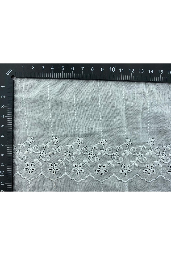 Kasar İşlemli Pamuk Polyester Vual Brode Bant - 6 cm