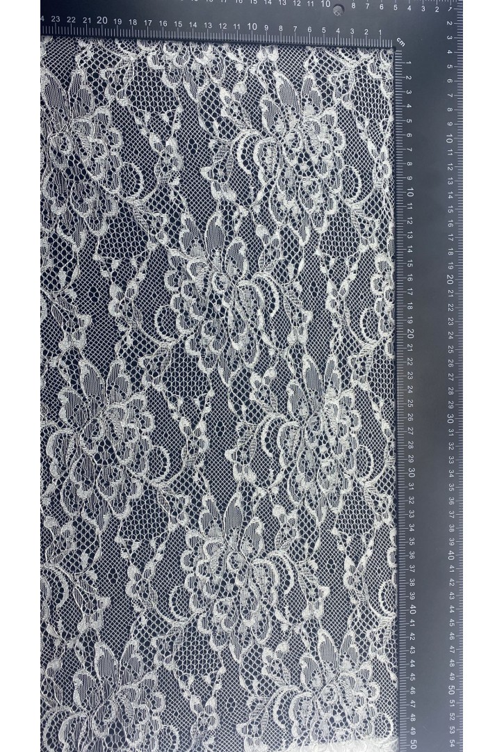 Ham Gümüş Kordlu Polyester Dantel, 150 cm