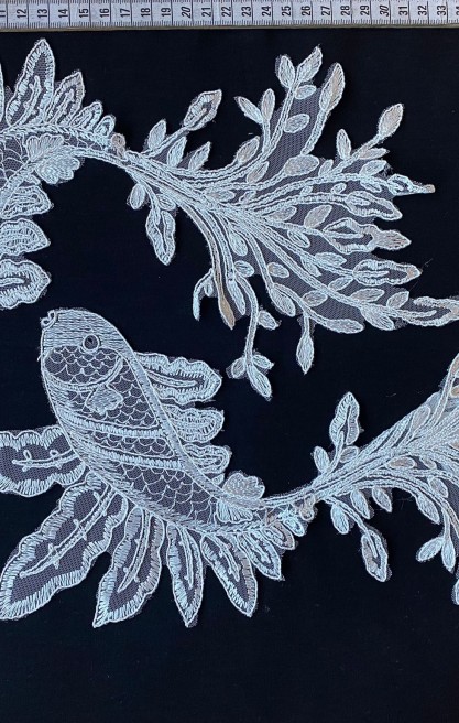 Siyah Düz Aplik Polyester Brode Kumaş