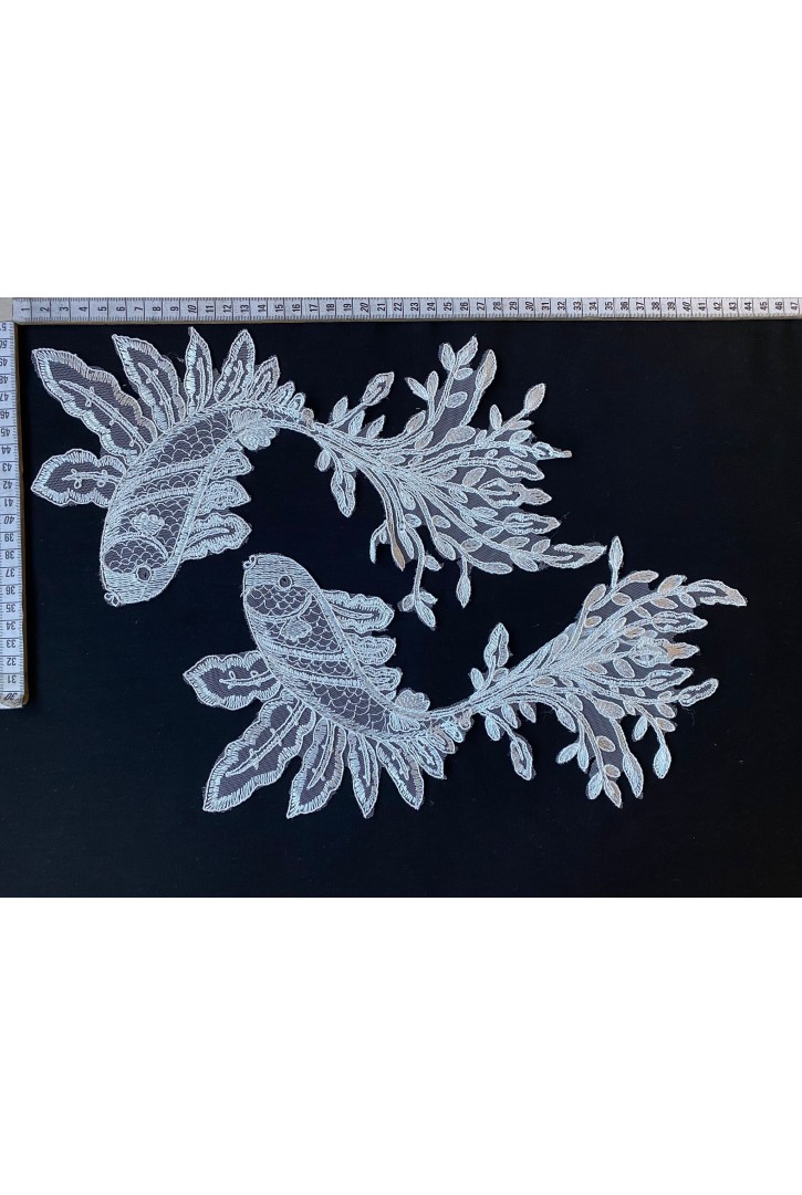 Siyah Düz Aplik Polyester Brode Kumaş