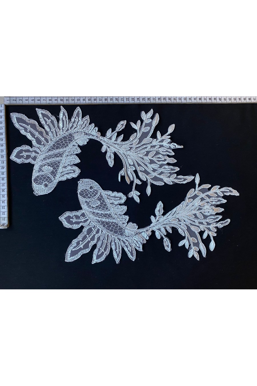 Siyah Düz Aplik Polyester Brode Kumaş