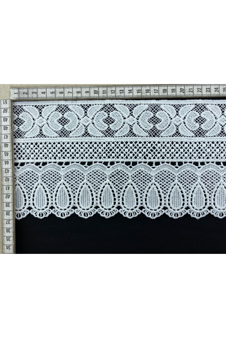 Ham Renkli Güpür Brode Bant - 17 cm