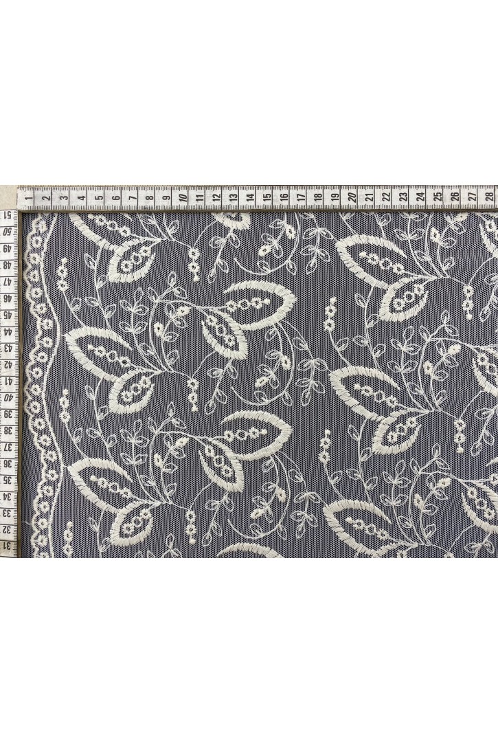 Yıkanmış Ham Tül Üzeri Pamuk Polyester Yerli Brode