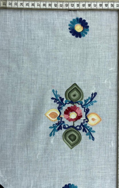 Multi Color Nakışlı Off White Vual Brode