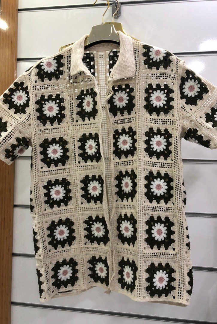 17307 HAZIR GİYİM/TIĞ İŞİ HIRKA//KREM-SİYAH/STANDART BEDEN