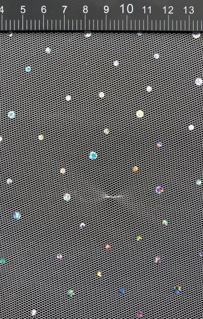 Pembe Zemin Hologram Pullu Gümüş Tül Kumaş